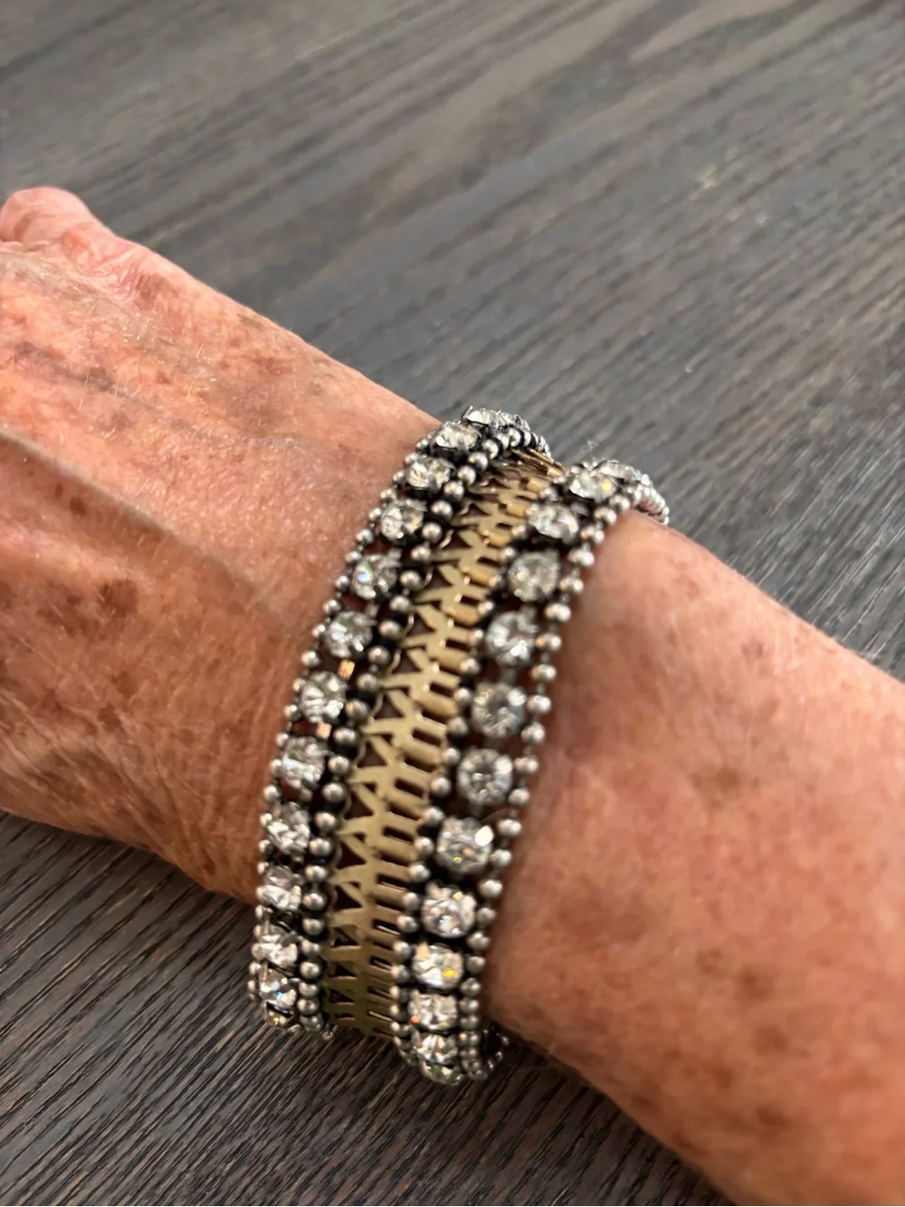 Stella & Dot Petra Crystal Statement Bracelet - Gold and Silver- retired